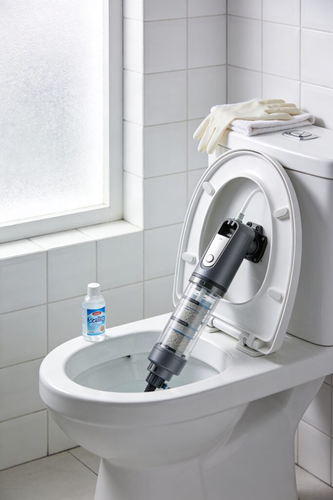 automatic toilet scale prevention