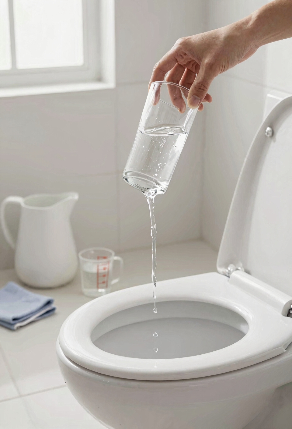 bucket and gravity toilet flushing