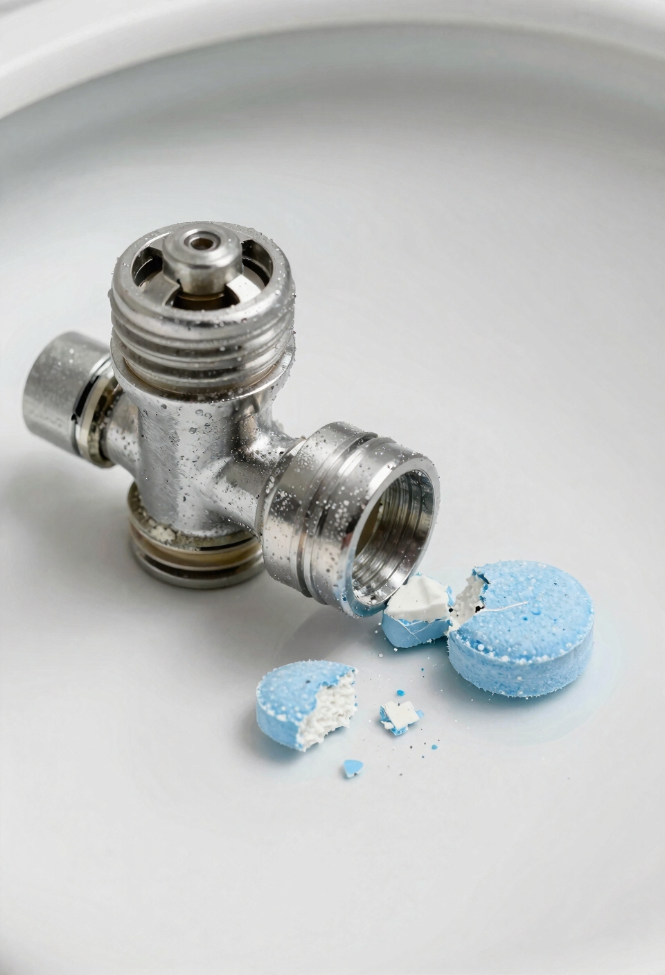 tablet fragments clog flush valves